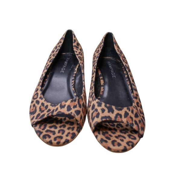 Rampage Isabelle Leopard Print Peep Toe Low Wedge Heel Slip On Shoes - Picture 2 of 6